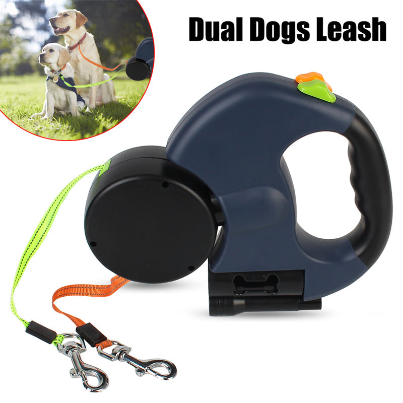 Dual Retractable Dog Leash with Light for Safer Walks