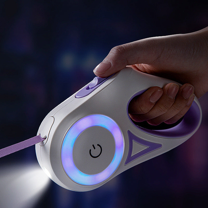 Retractable Dog Leash with Light for Safe Night Walks
