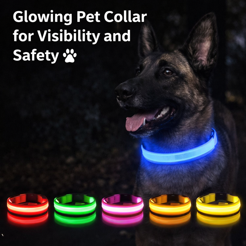 Rechargeable Glowing Pet Collar for Visibility and Safety