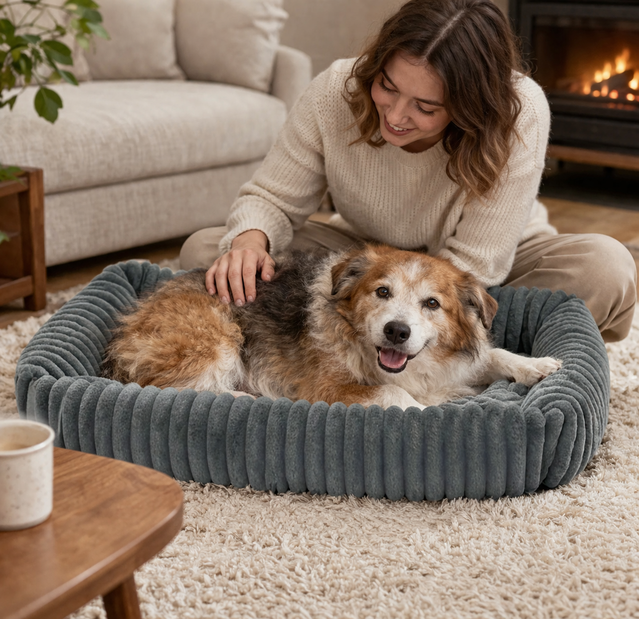 Orthopedic Plush Dog Bed for Deep Comfort and Support