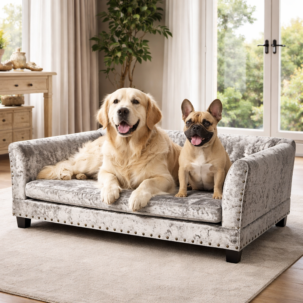 Stylish Velvet Pet Couch for Cozy, Relaxing Naps
