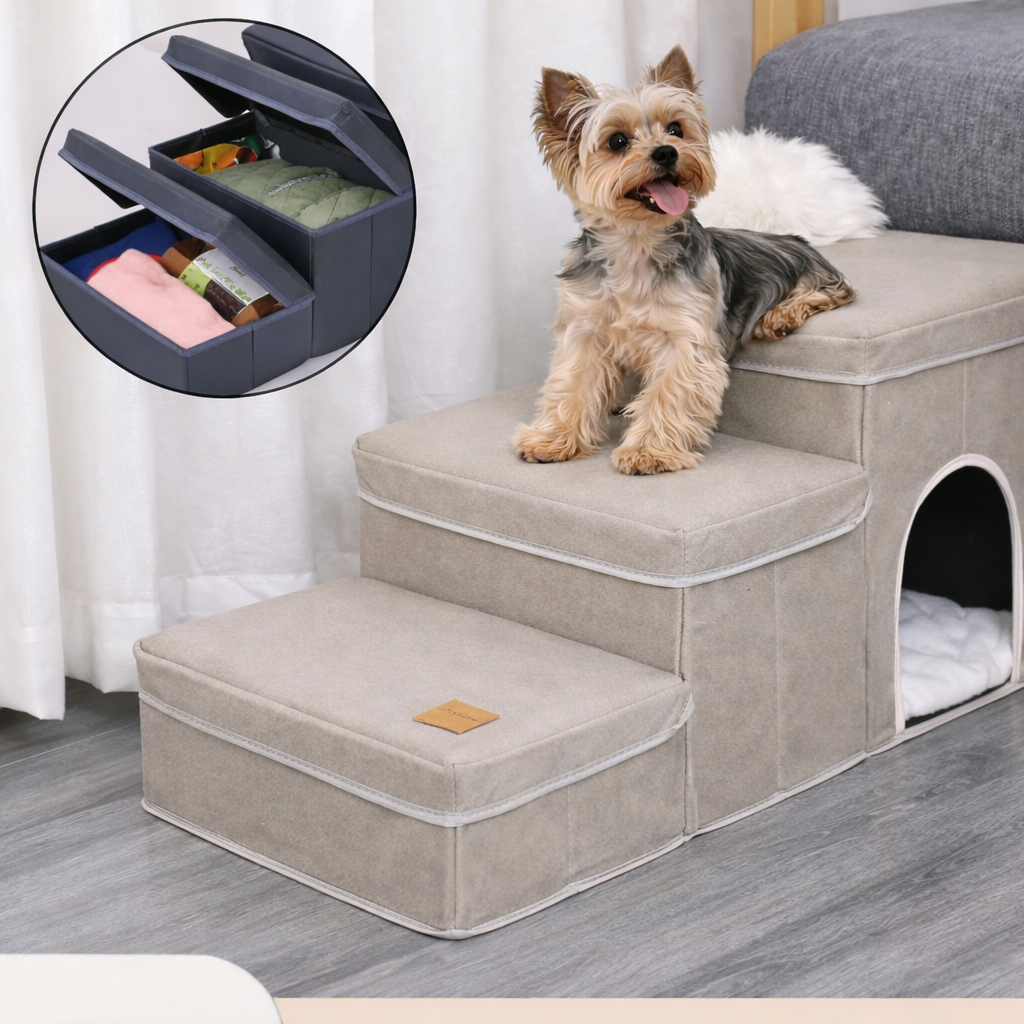 Foldable Pet Stairs for Easy, Safe Climbing