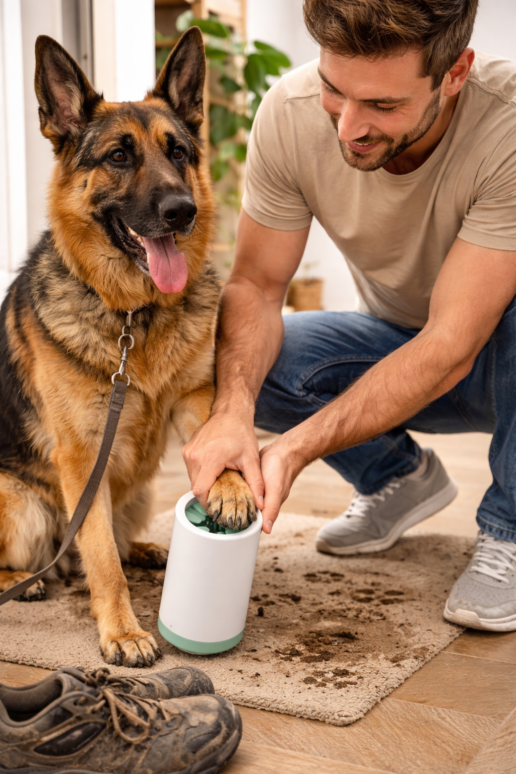 Easy Pet Paw Cleaner Cup with Soft Silicone Brush