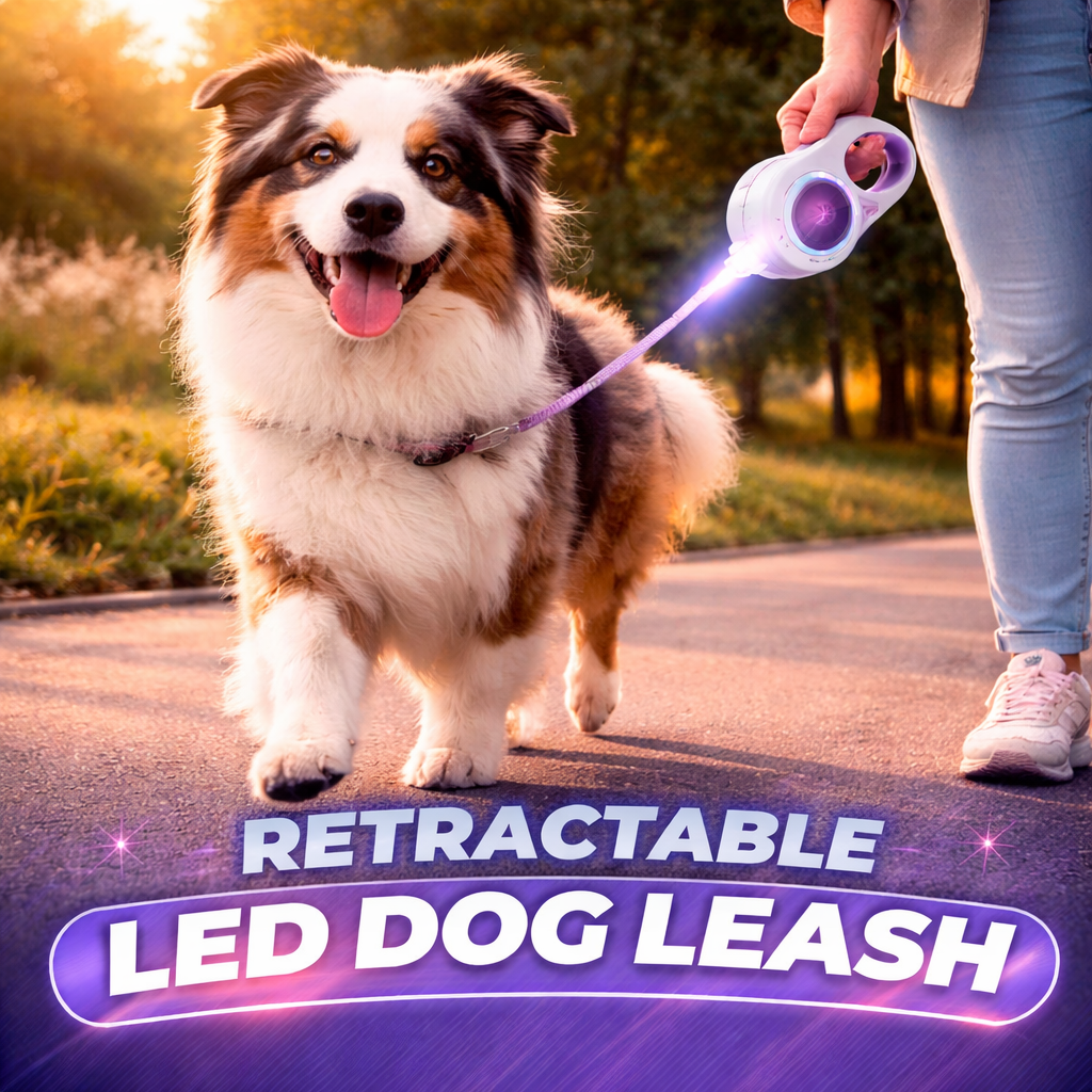 Retractable Dog Leash with Light for Safe Night Walks