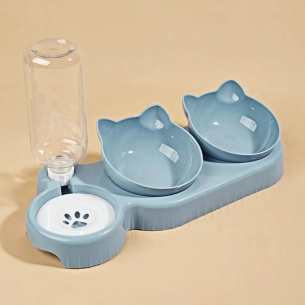 Easy Feeding 3-in-1 Cat Bowl with Water Bottle