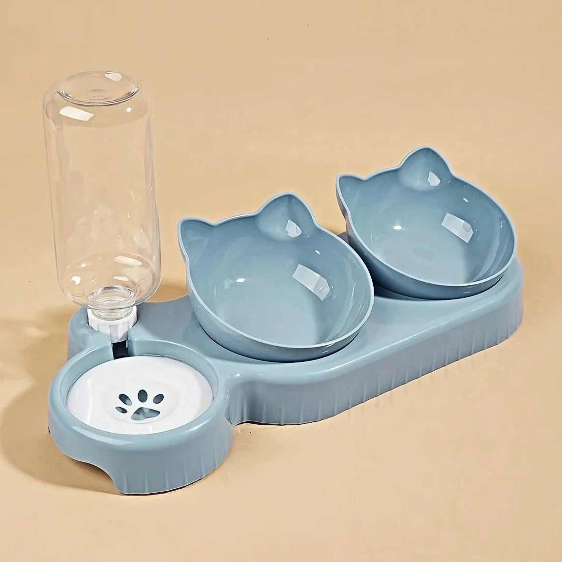 Easy Feeding 3-in-1 Cat Bowl with Water Bottle