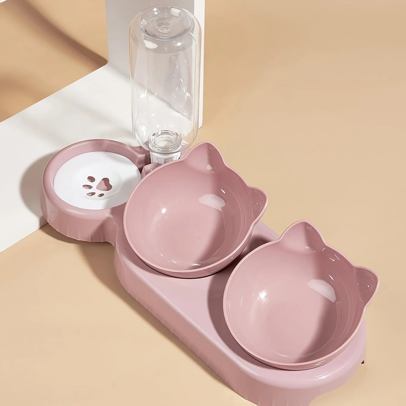 Easy Feeding 3-in-1 Cat Bowl with Water Bottle