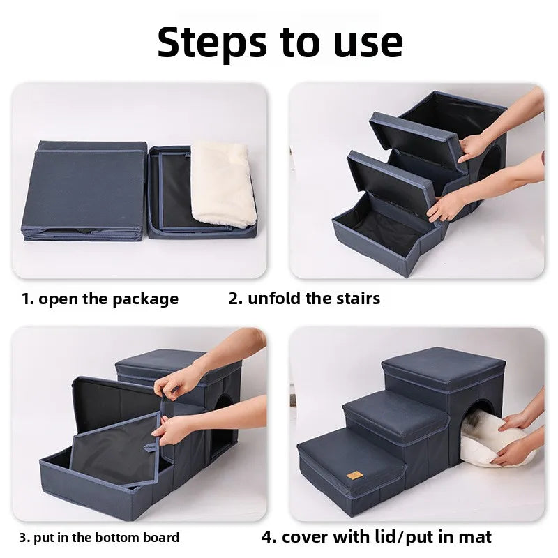 Foldable Pet Stairs for Easy, Safe Climbing