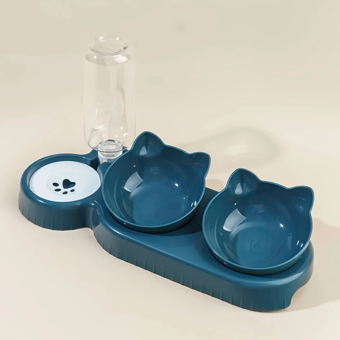 Easy Feeding 3-in-1 Cat Bowl with Water Bottle
