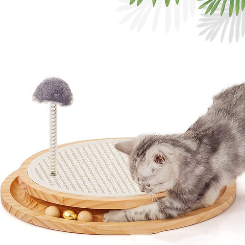 2-in-1 Cat Scratching Pad with Interactive Turntable Toy