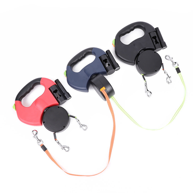 Dual Retractable Dog Leash with Light for Safer Walks